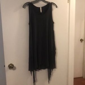 Love In gray tank dress with fringe
